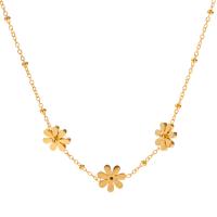 Stainless Steel Jewelry Necklace 304 Stainless Steel with 4cm extender chain Flower plated fashion jewelry golden 8.90mm Length 41 cm Sold By PC
