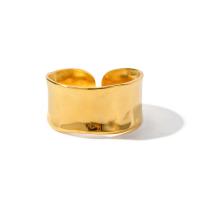 Nerūdijančio plieno pirštų žiedas, 304 Nerūdijantis plienas, padengtą, Bižuterijos, aukso, 10.60mm, Vidinis skersmuo:Apytiksliai 17.6mm, Pardavė PC