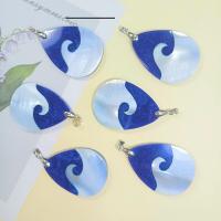 Zinc Alloy Pendants with Shell Oval plated DIY blue nickel lead & cadmium free Sold By PC