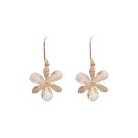 Brass Drop Earring Copper Alloy Flower real gold plated fashion jewelry & for woman & with rhinestone Sold By Pair