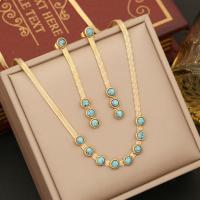 304 Stainless Steel Jewelry Set with turquoise gold color plated fashion jewelry & for woman Sold By PC