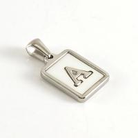 Titanium Steel Pendants with White Shell Geometrical Pattern DIY & with letter pattern original color Sold By PC