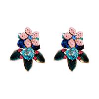 Zinc Alloy Stud Earring fashion jewelry & for woman & with rhinestone multi-colored nickel lead & cadmium free Sold By Pair