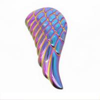 Hematita pingente, Forma de asa, platinado colorido, DIY & não porosa, multi colorido, 23x47mm, vendido por PC