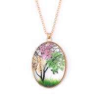 Zinc Alloy Jewelry Necklace with Dried Flower & Glass fashion jewelry & for woman nickel lead & cadmium free Length Approx 23.62 Inch Sold By PC