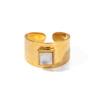 Rostfritt stål Fingerringar, 304 rostfritt stål, plated, mode smycken, gyllene, 11.30mm, Innerdiameter:Ca 17.8mm, Säljs av PC