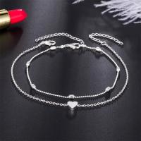 Zinc Alloy Anklet with 5cm extender chain plated Double Layer & fashion jewelry & for woman nickel lead & cadmium free Length Approx 22 cm Sold By PC