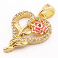 Evil Eye Pendants Brass Heart high quality gold color plated DIY & micro pave cubic zirconia nickel lead & cadmium free Approx 3mm Approx Sold By Lot
