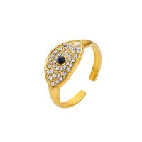 حجر الراين خاتم الإصبع الفولاذ المقاوم للصدأ, 304 الفولاذ المقاوم للصدأ, مطلي, مجوهرات الموضة & للمرأة & مع حجر الراين, ذهبي, تباع بواسطة PC