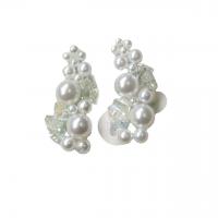 DIY Smycken Supplies, Plast Pearl, med Kristall, vit, 43x18mm, Säljs av PC