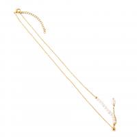 Sladkovodní Pearl Náhrdelník, s Mosaz, s 2inch extender řetězce, skutečný pozlacené, módní šperky & pro ženy, Délka Cca 16.1 inch, Prodáno By PC