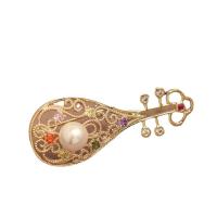 Fashion Brooch Jewelry Brass with Plastic Pearl gold color plated fashion jewelry & micro pave cubic zirconia & for woman mixed colors nickel lead & cadmium free Sold By PC