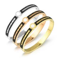 Stainless Steel Bangle 316L Stainless Steel plated fashion jewelry & enamel & with rhinestone 9mm Inner Approx 58mm Sold By PC