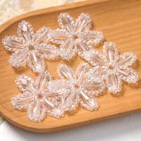 DIY Κοσμήματα Προμήθειες, Χάντρες από γυαλί, Νιφάδα χιονιού, λευκό, 45x45mm, Sold Με PC