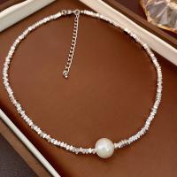 Freshwater Pearl Brass Necklace with Freshwater Pearl fashion jewelry & for woman silver color nickel lead & cadmium free Length Approx 42.9 cm Sold By PC