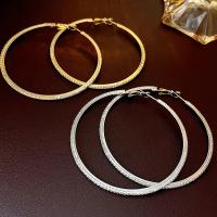 Brass Hoop Earring fashion jewelry & for woman & with rhinestone nickel lead & cadmium free Sold By Pair