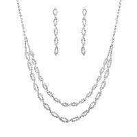 Rhinestone Jewelry Sets with brass claw chain silver color plated 2 pieces & Double Layer & fashion jewelry & for woman clear Length Approx 45 cm Sold By Set