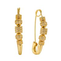 Cubic Zirconia Micro Pave Brass Earring Safety Pin plated fashion jewelry & micro pave cubic zirconia & for woman nickel lead & cadmium free Sold By Pair
