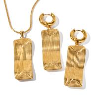 Fashion Stainless Steel Jewelry Sets 304 Stainless Steel with 2.17inch extender chain 18K gold plated fashion jewelry & for woman golden 55.5mm 68.3*18.4mm Length Approx 17.91 Inch Sold By PC