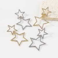 Zinc Alloy Drop Earrings, Star, plated, different size for choice & for woman & with rhinestone, more colors for choice, nickel, lead & cadmium free, Sold By Pair