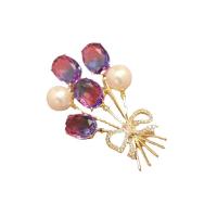 Fashion Brooch Jewelry Brass Balloon gold color plated fashion jewelry & micro pave cubic zirconia & for woman mixed colors nickel lead & cadmium free Sold By Pair