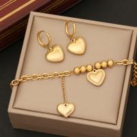 304 Stainless Steel Jewelry Set Heart gold color plated & for woman Sold By PC