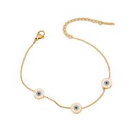 304 Stainless Steel Bracelet with 2inch extender chain Evil Eye gold color plated for woman & enamel Length Approx 7 Inch Sold By PC