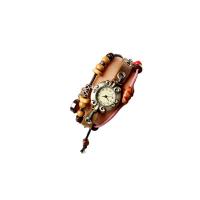 Unisex Wrist Watch Cowhide with Gemstone & Glass & Wood handmade three layers & fashion jewelry multi-colored Length 17 cm Sold By PC