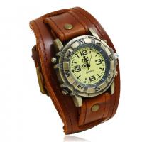 Unisex Wrist Watch Cowhide with Glass & Zinc Alloy handmade fashion jewelry 54mm Length 26 cm Sold By PC