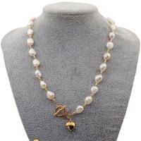 Природное пресноводное жемчужное ожерелье, титан, с Пресноводные жемчуги, плакированный настоящим золотом, ювелирные изделия моды & Женский, два разных цвета, длина 52 см, продается PC