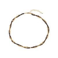 Brass Bracelet and Necklace with Black Agate gold color plated Double Layer & fashion jewelry & for woman Sold By PC