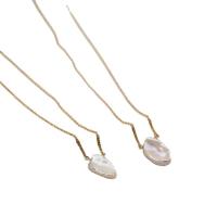 Přírodní Sladkovodní Pearl náhrdelník, Titanium ocel, s Sladkovodní Pearl, s 5cm extender řetězce, skutečný pozlacené, módní šperky & pro ženy, dvě různé barevné, Délka 40 cm, Prodáno By PC