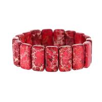 Bransolety kamień szlachetny, Jaspis impresyjny, Prostokąt, biżuteria moda & dla obu płci, czerwony, długość około 18 cm, sprzedane przez PC