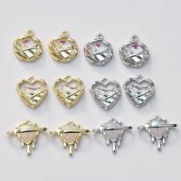 Zinc Alloy Pendants plated DIY & micro pave cubic zirconia nickel lead & cadmium free Sold By Bag