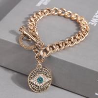 Evil Eye Jewelry Bracelet Zinc Alloy with Rhinestone with 4.5cm extender chain Flat Round gold color plated fashion jewelry & for woman golden nickel lead & cadmium free 20mm Length Approx 18.5 cm Sold By PC