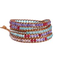 Agate Jewelry Bracelet with Wax Cord & Hematite & Zinc Alloy silver color plated fashion jewelry & multilayer & Unisex mixed colors Length Approx 85 cm Sold By PC