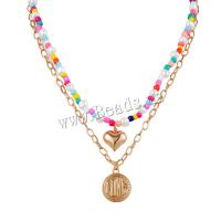 Multi Layer Necklace Zinc Alloy with Seedbead with 1.97inch extender chain Heart plated Double Layer & fashion jewelry & for woman nickel lead & cadmium free Sold Per Approx 16.36 Inch Approx 18.11 Inch Strand