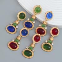 Resin Earring Zinc Alloy with Resin fashion jewelry & for woman & with rhinestone nickel lead & cadmium free Sold By Pair
