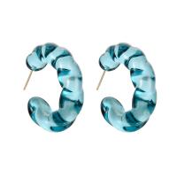 Resin Earring handmade fashion jewelry & for woman blue Sold By Pair