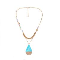 Wood Necklace Titanium Steel with Wood & Resin with 1.97inch extender chain plated fashion jewelry & for woman golden Length Approx 18.5 Inch Sold By PC