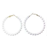 Pendientes de Aleación de Zinc, con Perlas plásticas, Joyería & para mujer, libre de níquel, plomo & cadmio, 53mm, Vendido por Par
