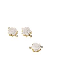 Zinc Alloy Connector with Resin Flower gold color plated DIY & with rhinestone Sold By PC