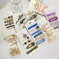 Zinc Alloy Haar juwelen Set, met Plastic Pearl, verschillende stijlen voor de keuze & voor vrouw & met strass, nikkel, lood en cadmium vrij, 175x75mm, Verkocht door Stel