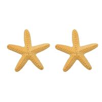 Pendientes de Perno de Aleación de Zinc, Estrella de Mar, chapado en color dorado, Joyería & para mujer, dorado, libre de níquel, plomo & cadmio, 55x56mm, Vendido por Par