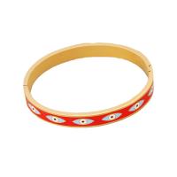 304 Stainless Steel Bangle gold color plated evil eye pattern & for woman & enamel & with rhinestone Inner Approx Sold By PC