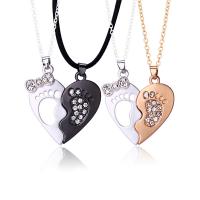Couple Necklace Zinc Alloy Heart 2 pieces & fashion jewelry & Unisex & with rhinestone nickel lead & cadmium free Length Approx 45 cm Sold By Set