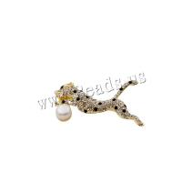 Freshwater Pearl Brooch Zinc Alloy with Freshwater Pearl real gold plated fashion jewelry & micro pave cubic zirconia & for woman & enamel Sold By PC