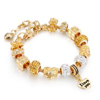 Bracelets en laiton, alliage de zinc, Placage de couleur d'or, bijoux de mode & normes différentes pour le choix & pour femme & avec strass, doré, Vendu par PC