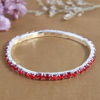 Iron Bracelet with Rhinestone silver color plated fashion jewelry & elastic & for woman nickel lead & cadmium free 3mm Inner Approx 46mm Sold By PC