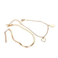 Zinc Alloy Anklet plated 2 pieces & fashion jewelry & for woman nickel lead & cadmium free Sold By Set